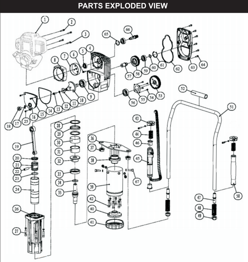 81011-XP GAS POWERED EPA 38CC 4 STROKE T-POST DRIVER PARTS LISTING