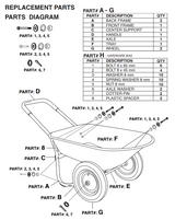 81021 WHEELBARROW GARDEN CART TRAY FLAT-FREE TIRE 16" PARTS LISTING