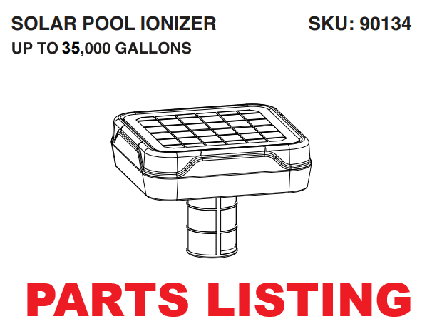 90134 POOL IONIZER XXL PARTS LISTING
