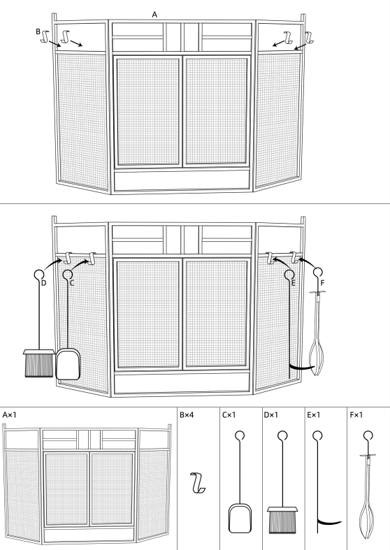 96324 Z*C*FIREPLACE SCREEN 48IN. GOLD - BARTON PARTS LISTING