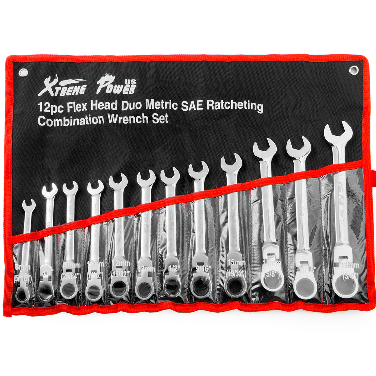 12pcs Flex-Head Combination Wrench Set Ratcheting Duo Metric SAE –  XtremepowerUS