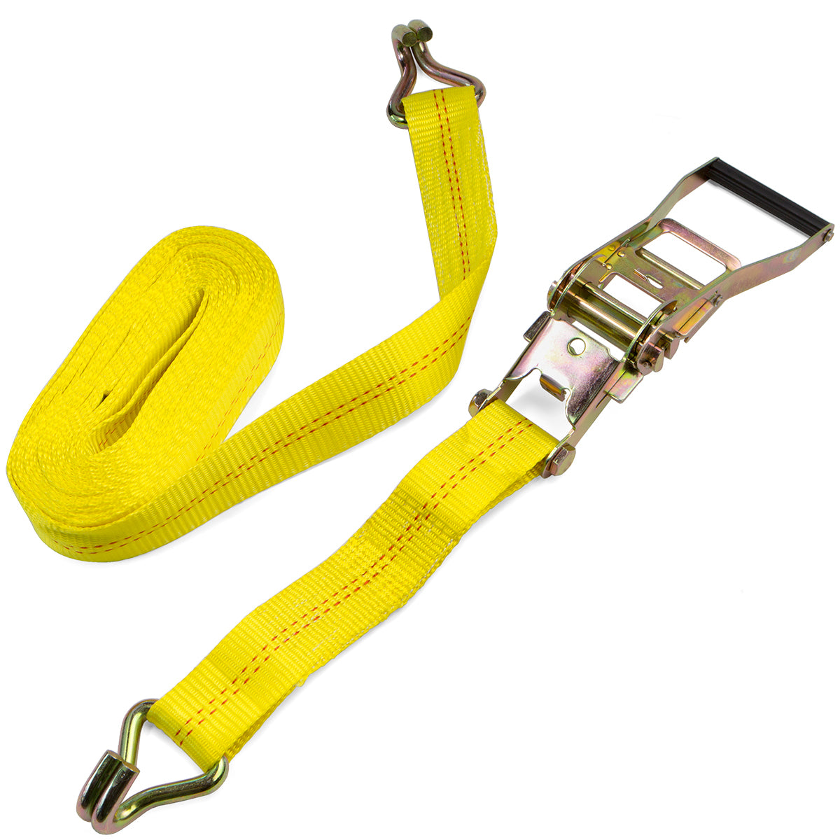 FITHOIST 2 Pack 8 inch J Hook | Short Tow Hook On Coupling Link | Yellow Zinc Plated J Tow Hook with Link | Heavy Duty G70 Tow Axle Strap Wrecker