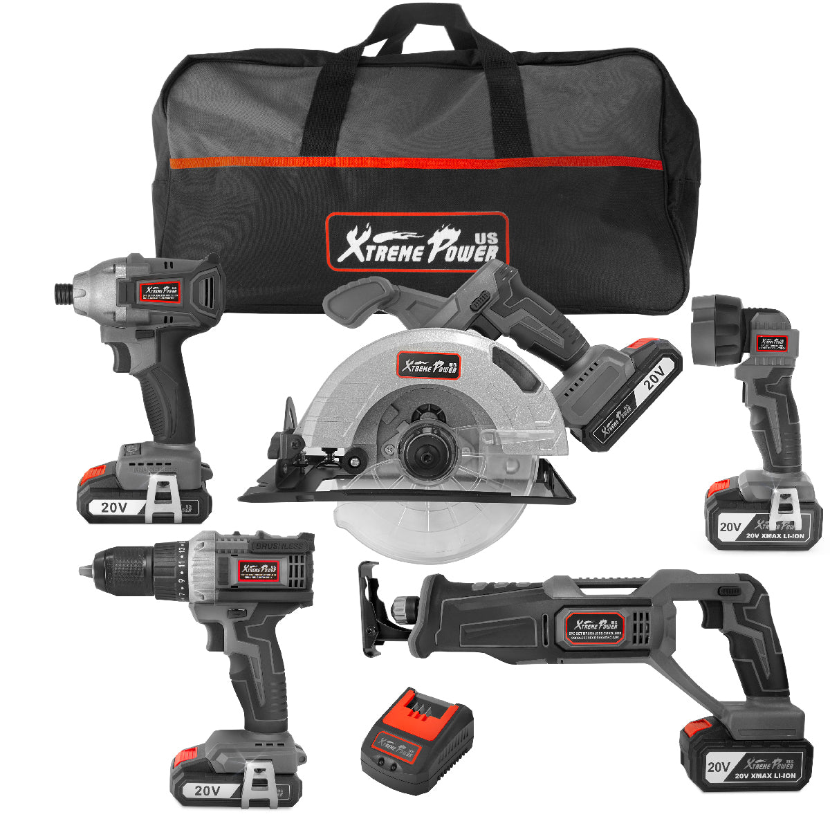XtremepowerUS 20V Max Cordless Reciprocating Saw Battery-Powered 4.0Ah Cordless Saw Variable Speed with Tool Bag - 3