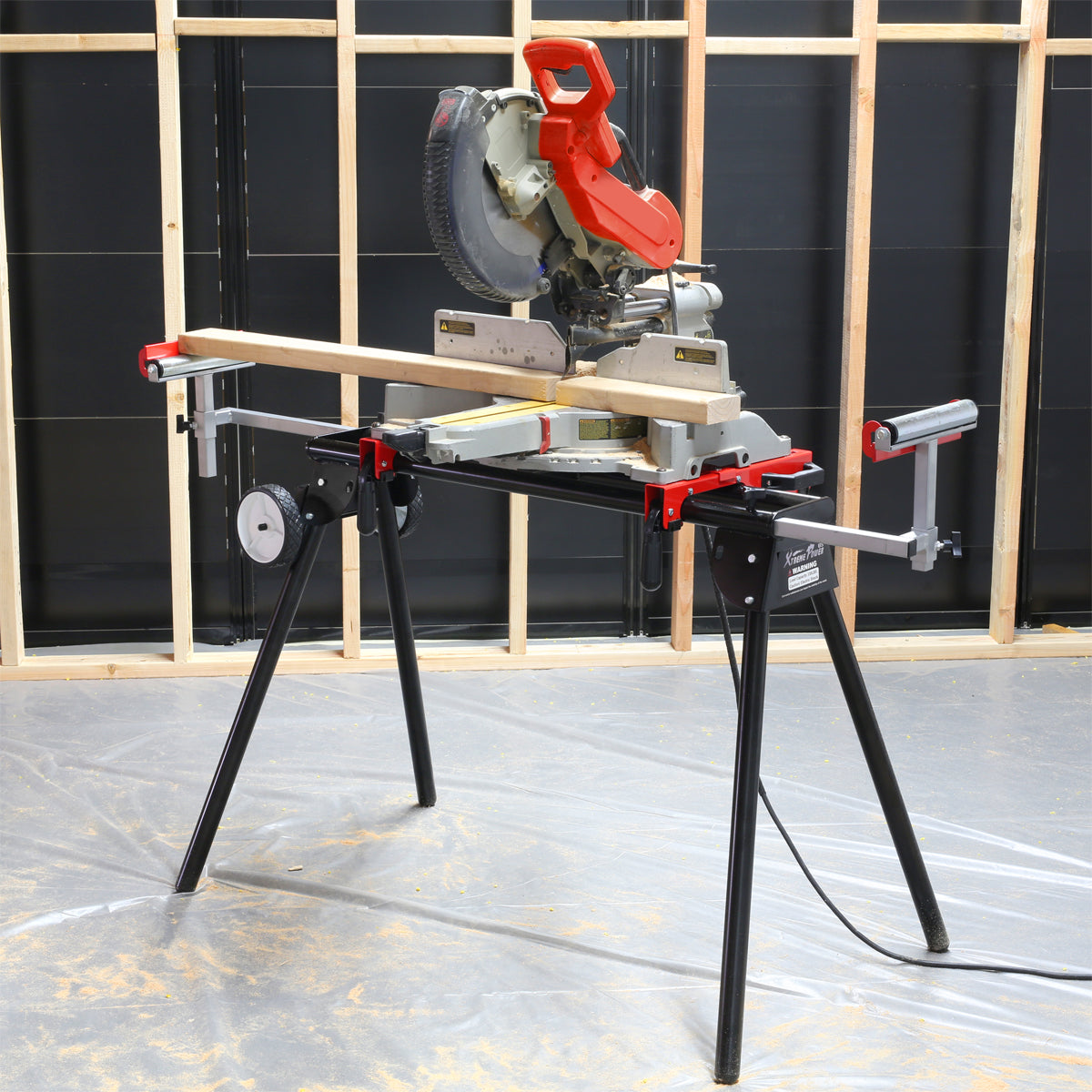 Miter Saw Universal Compound Stand Rolling w/ Onboard Outlets Stand –  XtremepowerUS