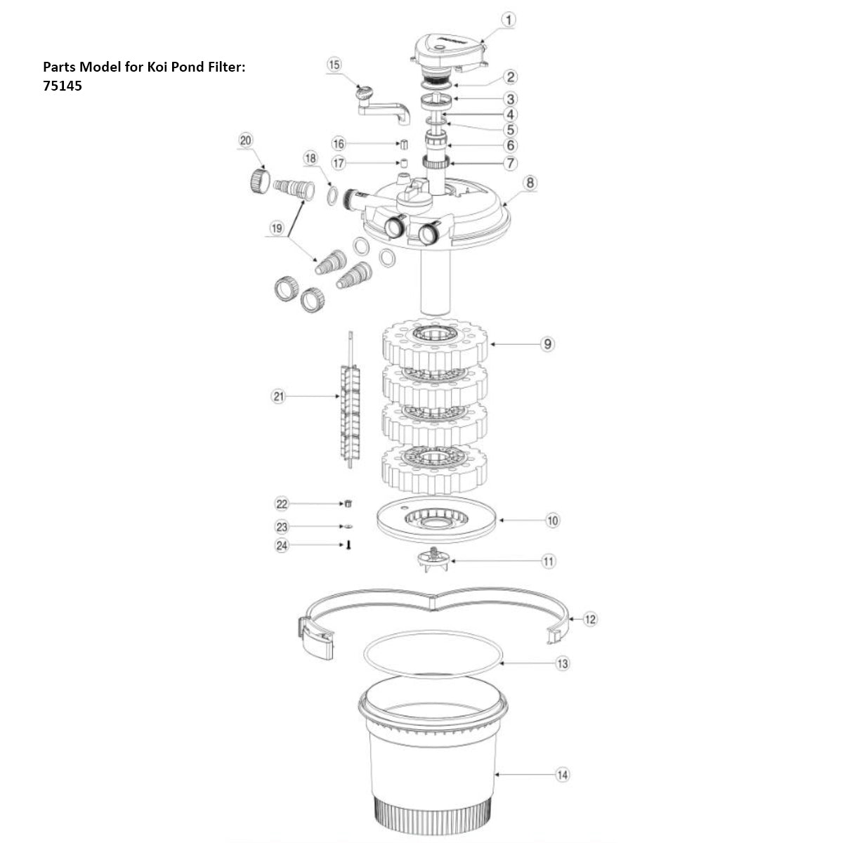 UV Bulb Lamp and Quartz Glass Tube Set Replacement for Koi Pond Filter Set P75145-4-6