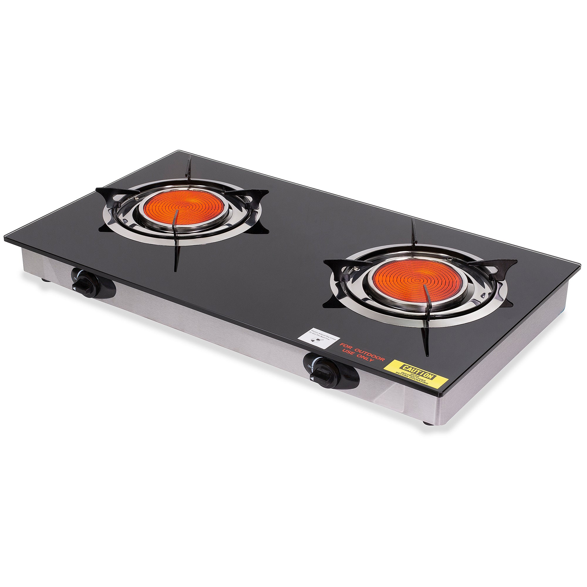 Double Portable Infrared Flame Gas Stove Large Propane Burner BBQ