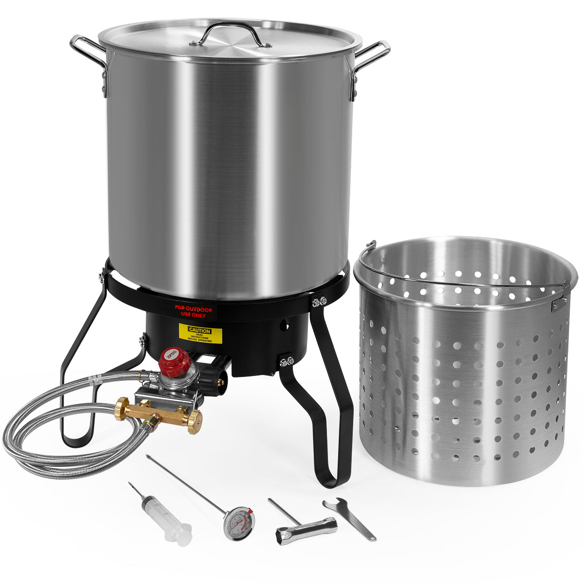 52 Quart Outdoor Turkey Fryer KIT Deep Steamer Food Boiler Pot Stand Burner
