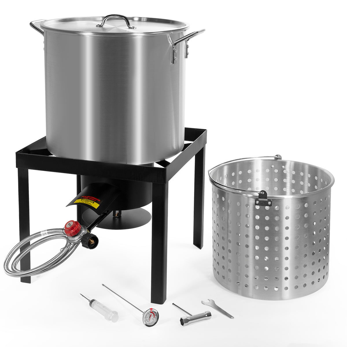 Gas One Turkey Fryer Propane Burner Complete Kit - Turkey Fry & Boil - With  High Pressure Propane Regulator and Hose,Black