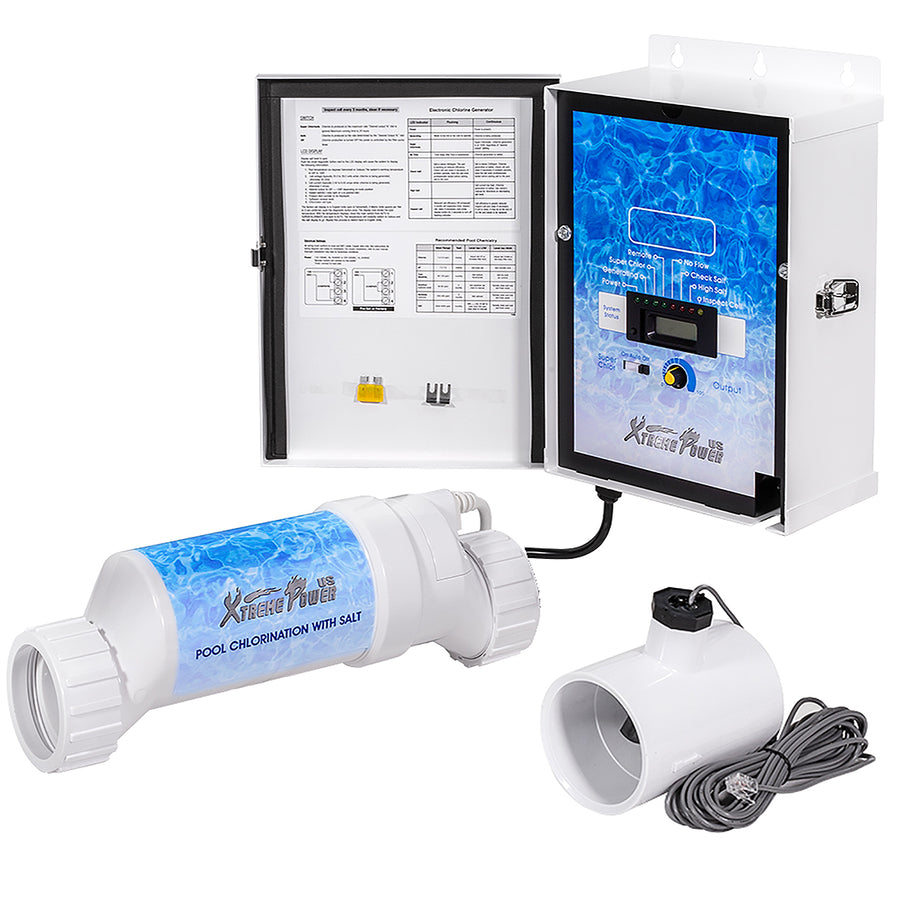 Pool Chlorine Generator System w/ Flow Switch and Salt Cell for 15k Ga –  XtremepowerUS